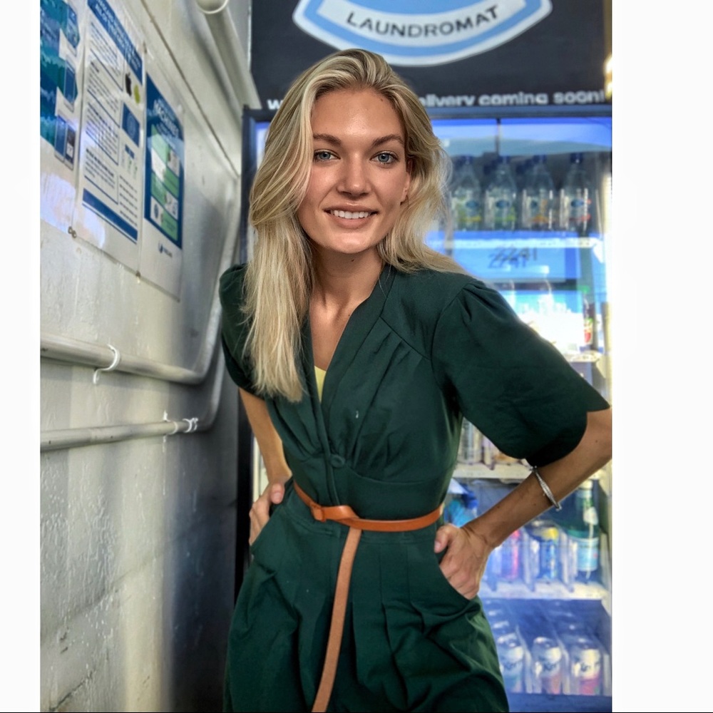 GREEN Pantsuit Jumper Dress